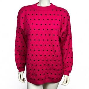 venezia pink and dark blue polkadot vintage 90s sweater 14/16 womens